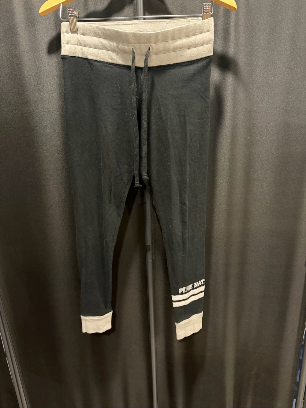 PINK Victoria's Secret Black Joggers with Cream Waistband & Cuffs - Kids
